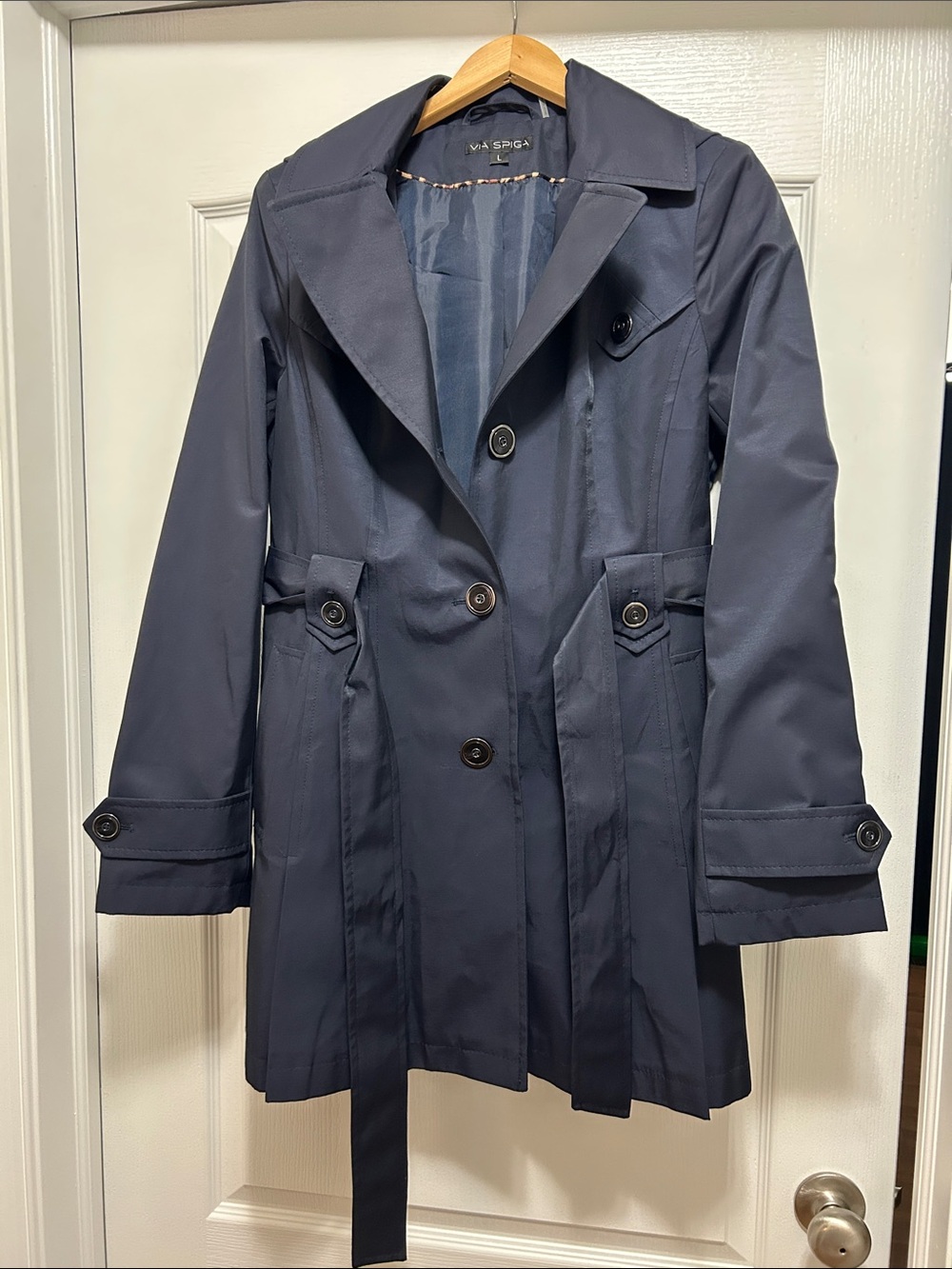 Via Spiga Slate Blue Trench Coat with Belt
